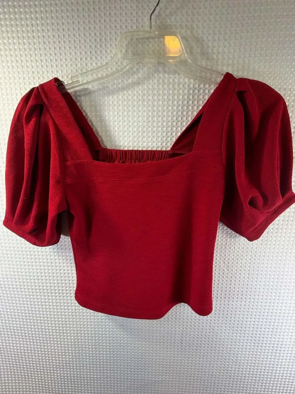 Banana Republic Red Square Neck Puff Sleeve Smocked Blouse XS